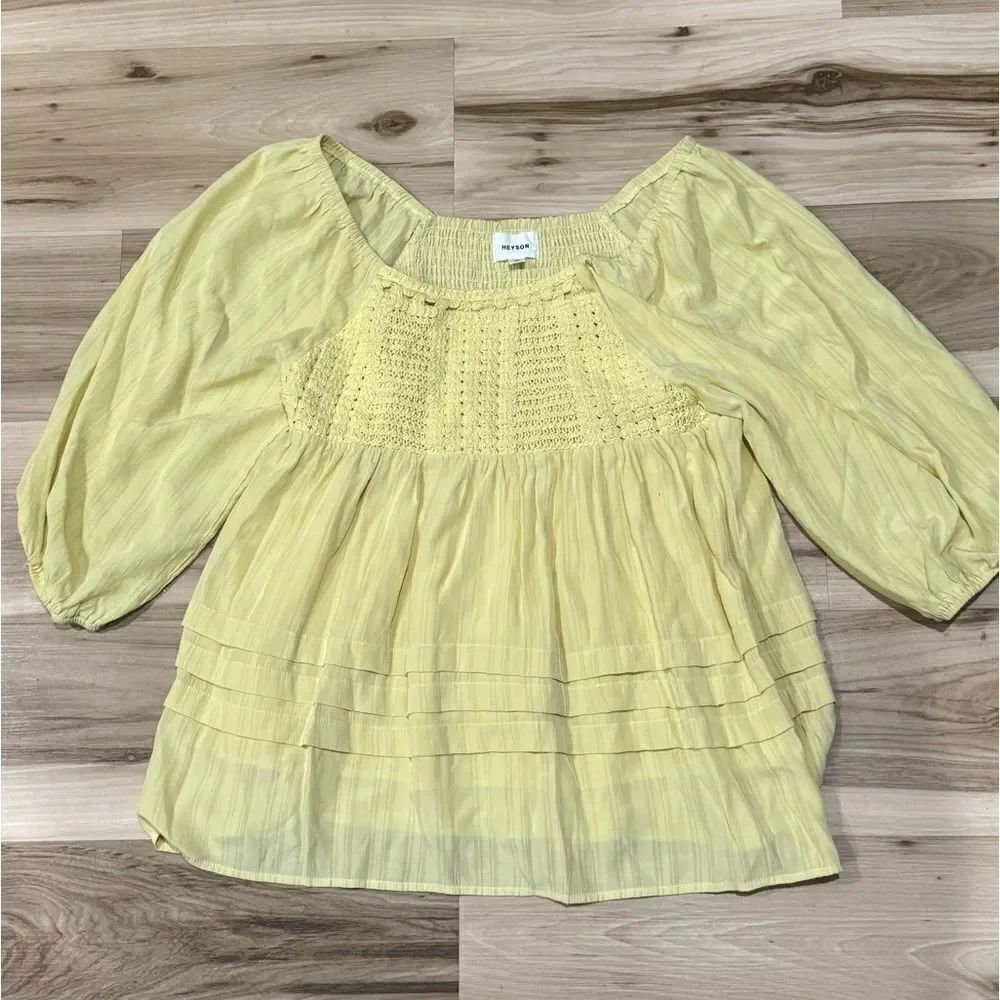 Heyson Yellow Babydoll Lined Blouse Top Women’s Small